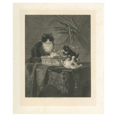 "Vigilancia maternal" - Gatos y gatitos por Henriette Ronner (1894)