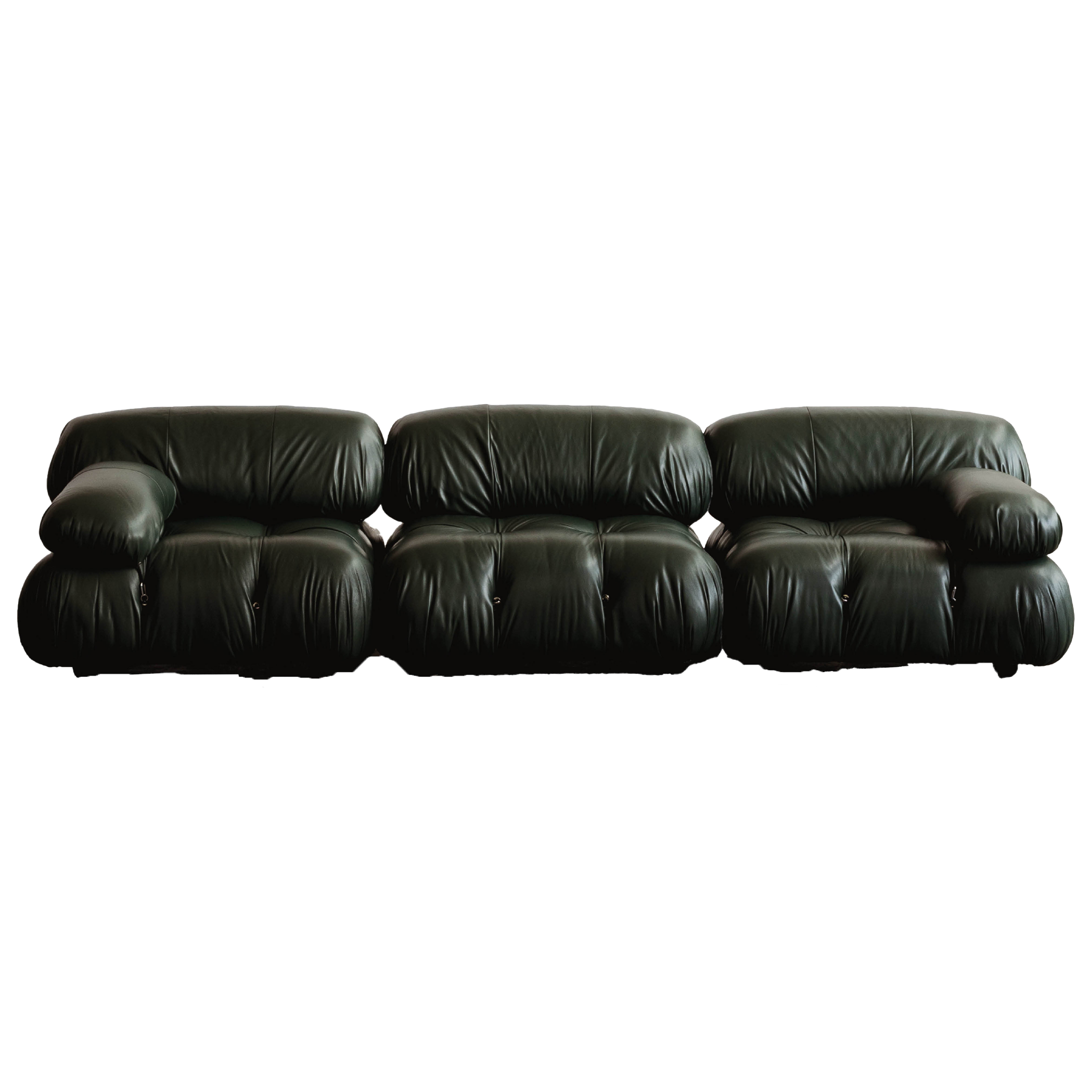 Mario Bellini "Camaleonda" Sofa for B&B Italia, Dark Green, 1970, Set of 3