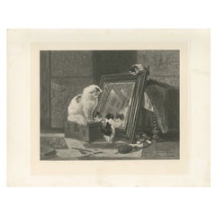 "La curiosidad reflejada" - Gatos y gatitos de Henriette Ronner (1894)