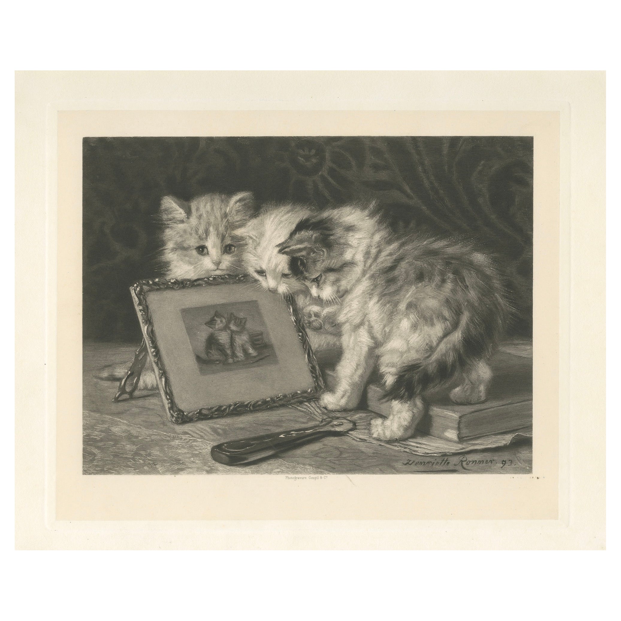 "Reflejos de gatitos" - Gatos y gatitas de Henriette Ronner (1894)