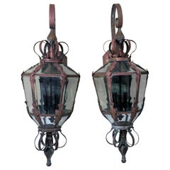 Magnificent Pair of Vintage Brass Lanterns - A Grand Entrance Statement