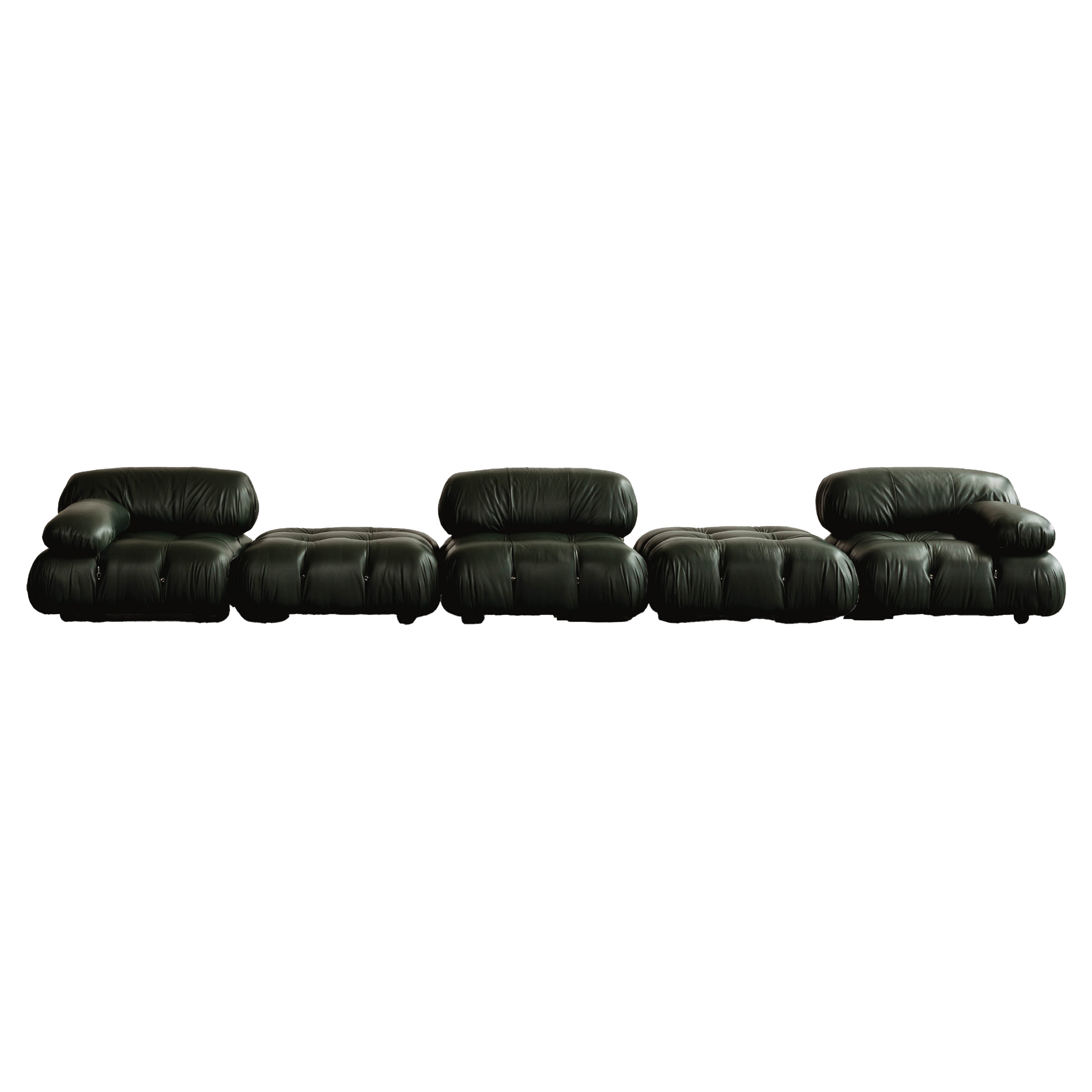 Mario Bellini "Camaleonda" Sofa for B&B Italia, Dark Green, 1970, Set of 5