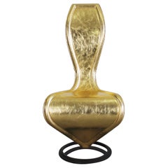 Tom Dixon S-Chair in Gold Leather and Metal Structure by Cappellini 2000s