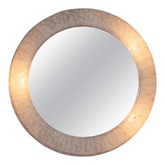 Großer deutscher Hillebrand-Wandspiegel, rund, beleuchtet, hinten beleuchtet, Lucite, 1960er Jahre
