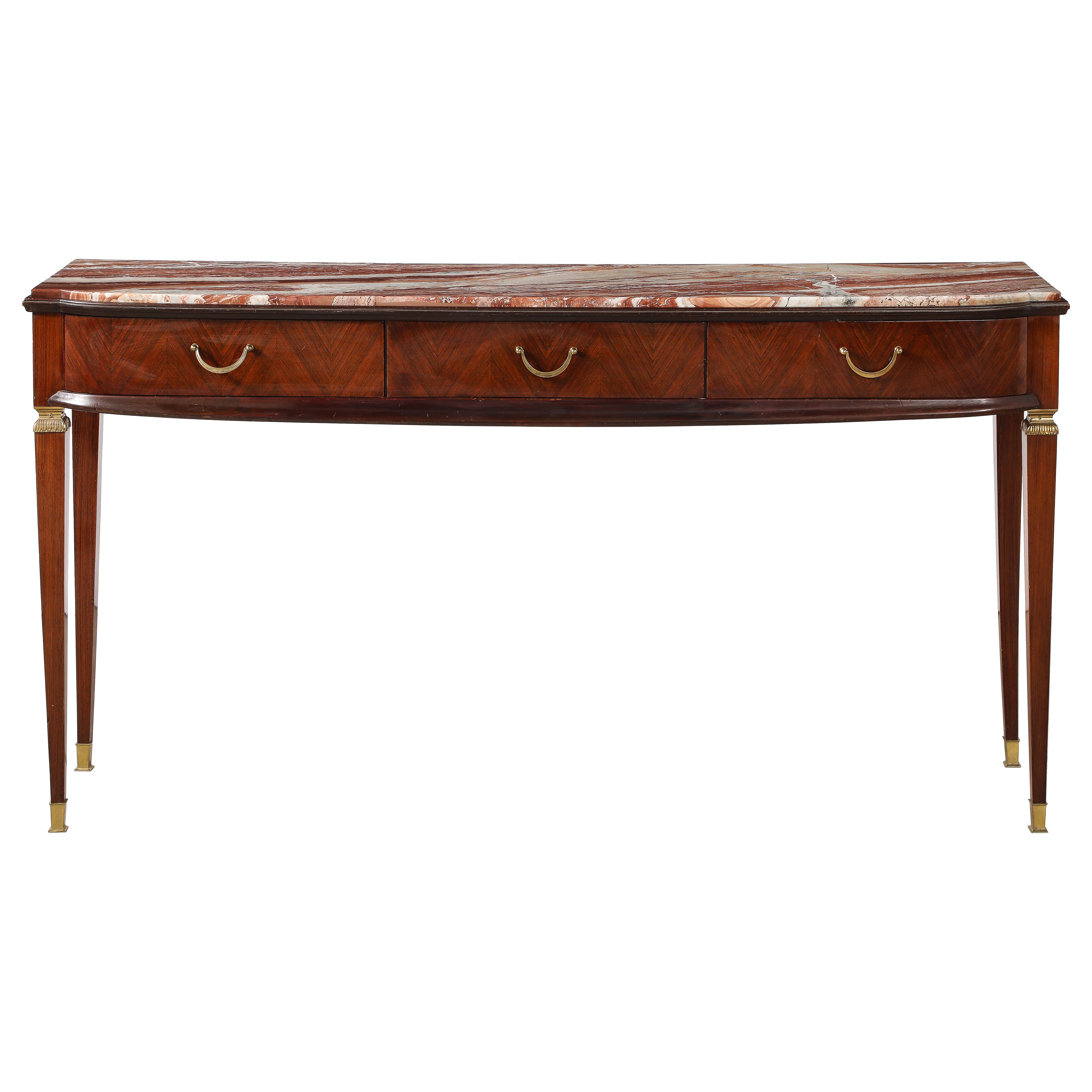 Mesa consola Paolo Buffa con tapa de mármol, Italia, hacia 1950