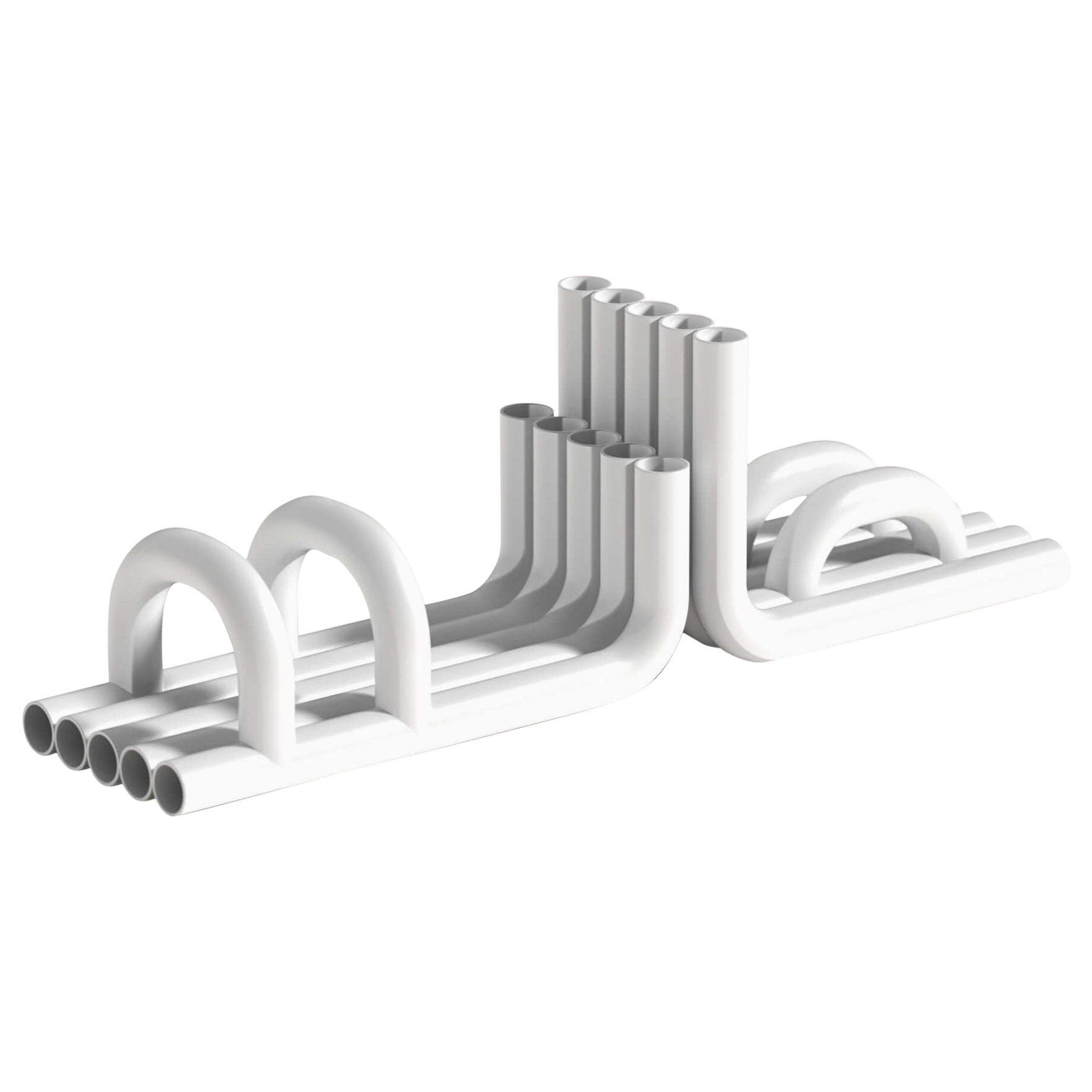 Glossy White Tube Bookends by Maha Alavi Studio For Sale