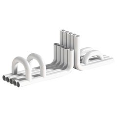 Glossy White Tube Bookends by Maha Alavi Studio