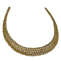 Collana a catena a tre file placcata oro di Givenchy, anni '80