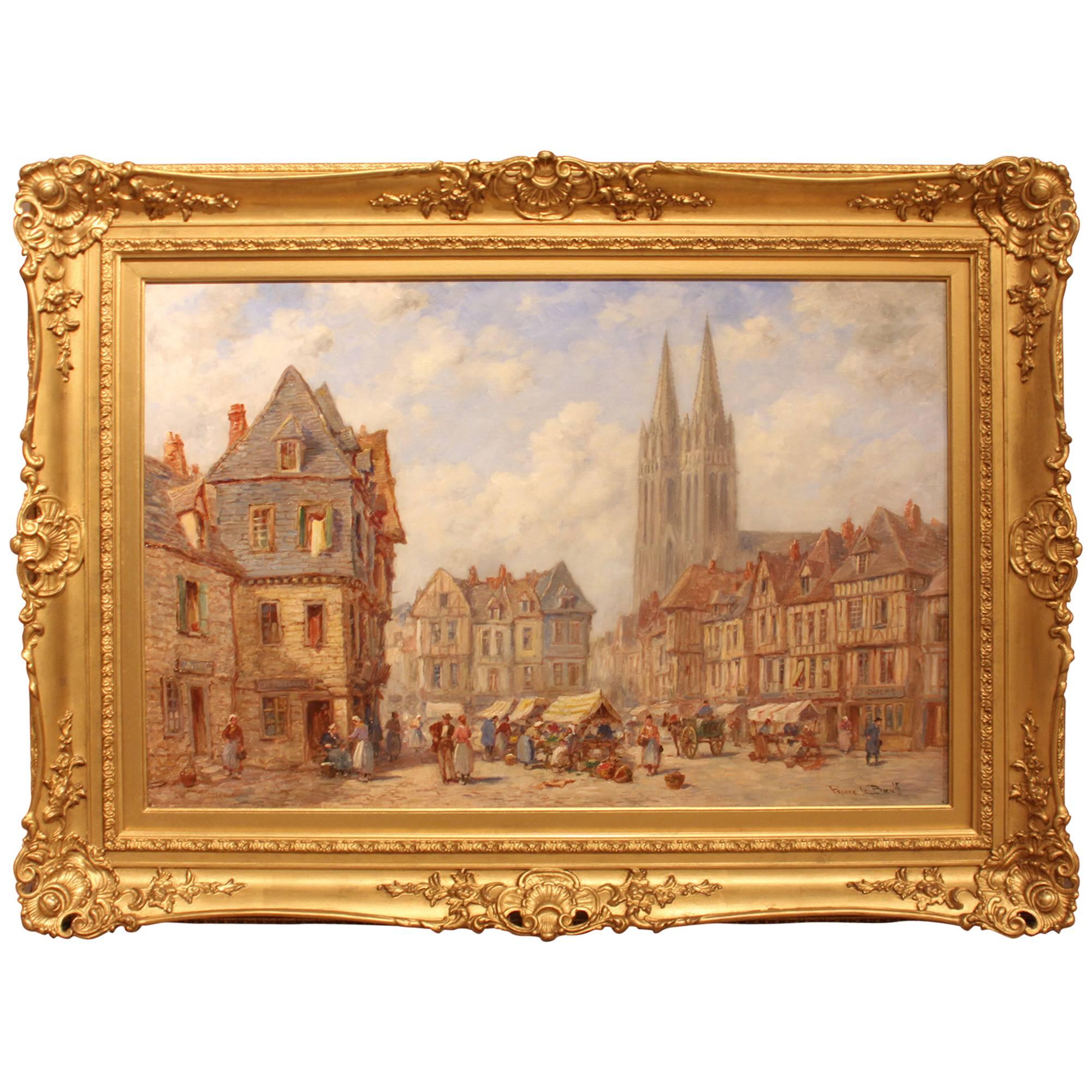 "Quimper, Brittany" Oil Painting by Pierre le Boeuf For Sale