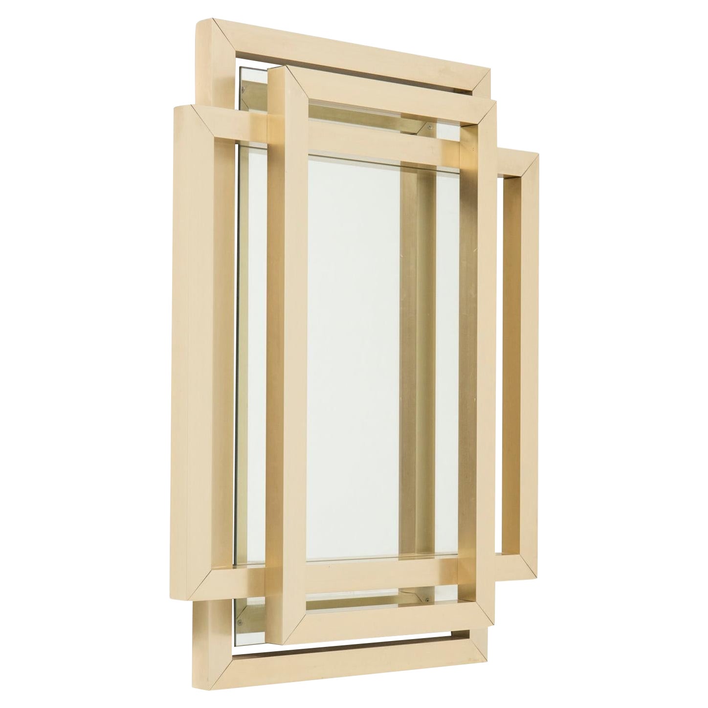 Sculptural mirror in brass - Philippe Jean