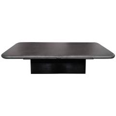 Tura Grey Goatskin Coffee Table with Extending Trays