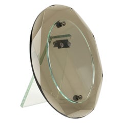 Cadre ovale du milieu du siècle dernier en verre fumé de style Cristal Arte, Italie, années 1960