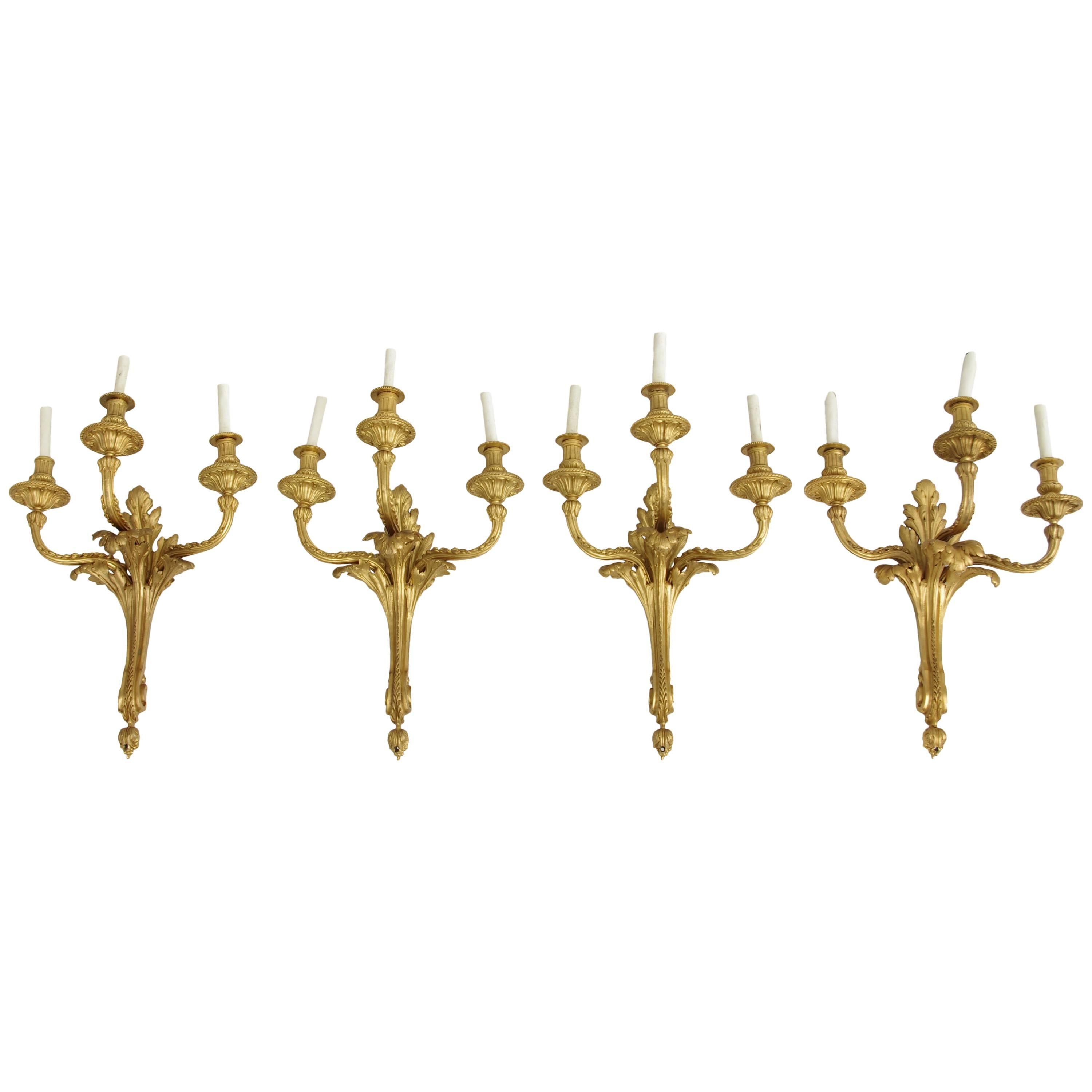 Set of Louis XVI Style Gilt Bronze Sconces