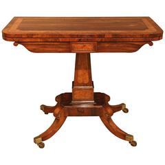 Regency Period Brass Inlaid Card Table with Amboyna Cross-Banding, circa 1820
