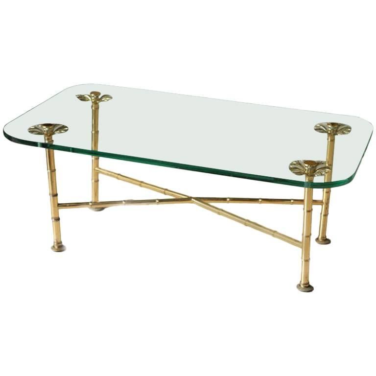 Fine Brass and Glass Low Table For Sale