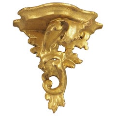 Antique Italian Old Venetian Wall Shelf, Giltwood Carved Acanthus Leaves 4″