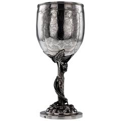 Rare Chinese Export Solid Silver Massive Trophy Cup/Goblet, circa 1870