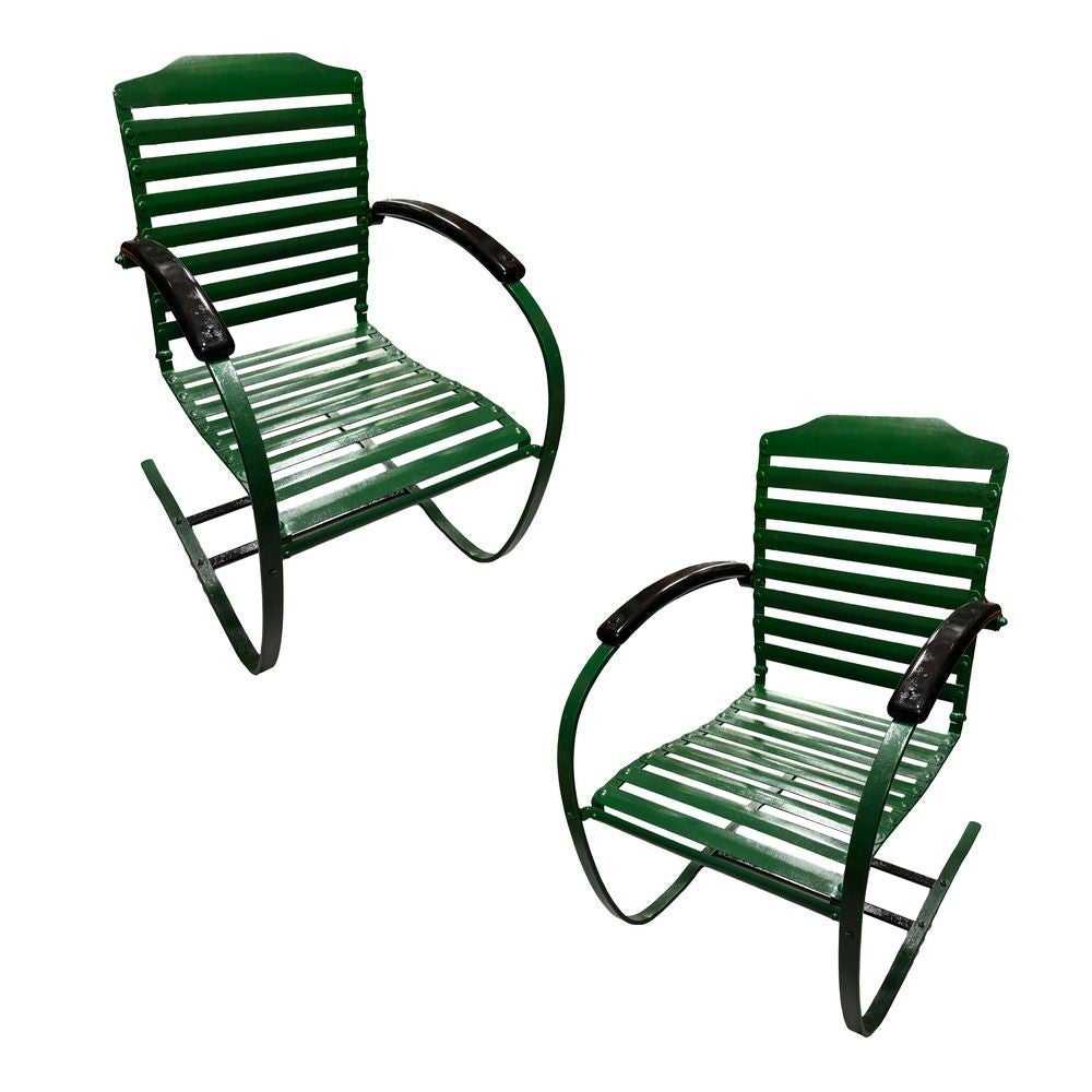 Mid-century Steel Springer Rocking Outdoor Patio Chair , Pair