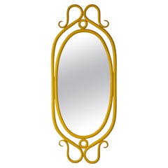 Yellow 1970s Motif Thonet Style Bentwood Wall Mirror European Cafe