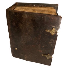 Swedish Leather Bound and Brass Locks Family Holy Bible, Circa 1849