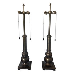 Stiffel Mid Century Aged Brass Table Lamps