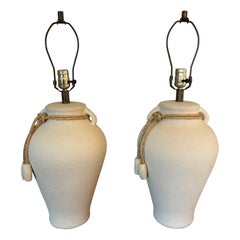 Mid Century Textured Ceramic Table Lamps