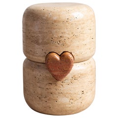 Stone Heart Travertine Stool by Harshita Jhamtani Designs