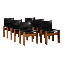 Afra & Tobia Scarpa 'Monk' Set of Six Dining Chairs for Molteni, 1974
