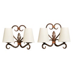 Designer français, Lights, Fer, Tissu, France, 1930s