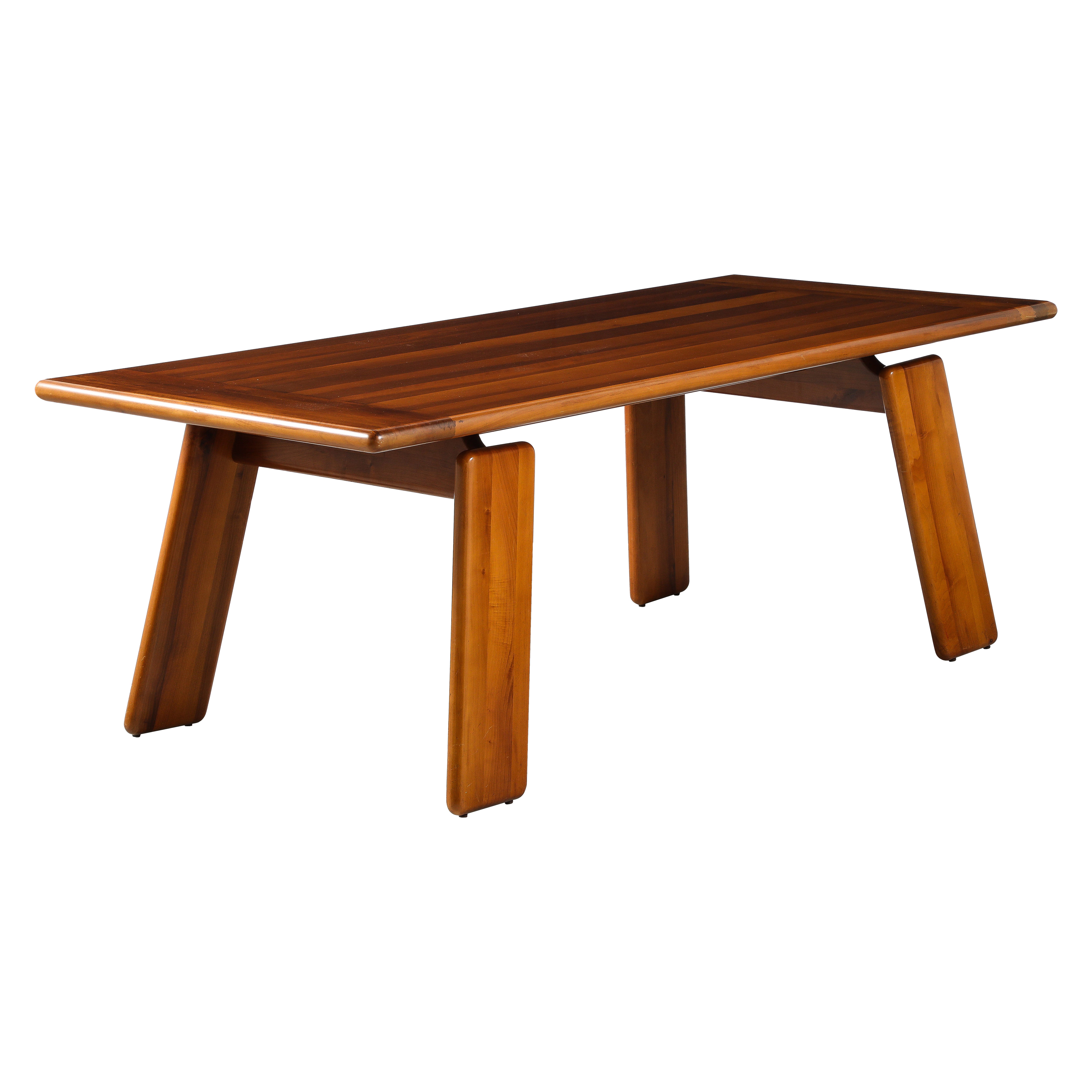 Mesa de comedor flotante italiana de nogal Mario Marenco para Mobil Girgi, hacia la década de 1970