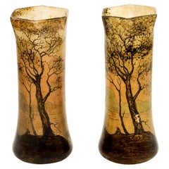 Pair of Art Deco Glass Vases, Italy, Early 20th Century