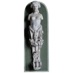 19th Century Ex Museum Plaster Corbel Foundry Sample Classical Maiden