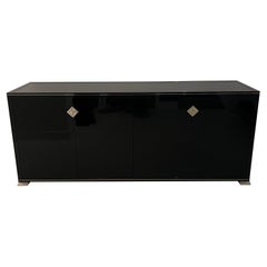 Pierre Vandel Double Sideboard Credenza Black Gold - c1980s
