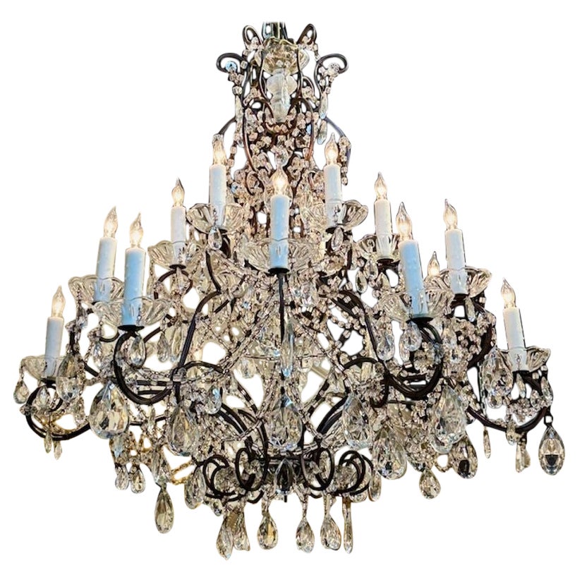 Antique French Beaded Chandelier with 18 Lights