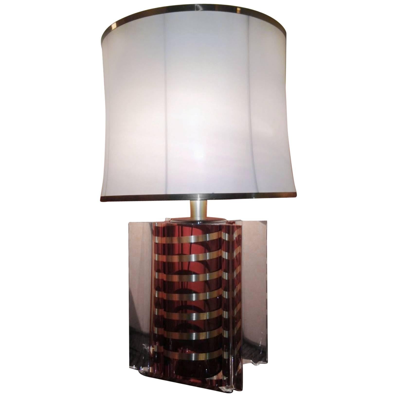 1970s Amazing Large Lucite Table Lamp For Sale