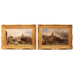 "Northern French Townscapes" Pair of Oil Paintings by Jane Vivien De Fleury 9