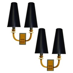 pairs of Jacques Adnet  style Wall Sconces Art Deco France