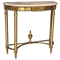 20th Century Golden Iron with Marble Console Table