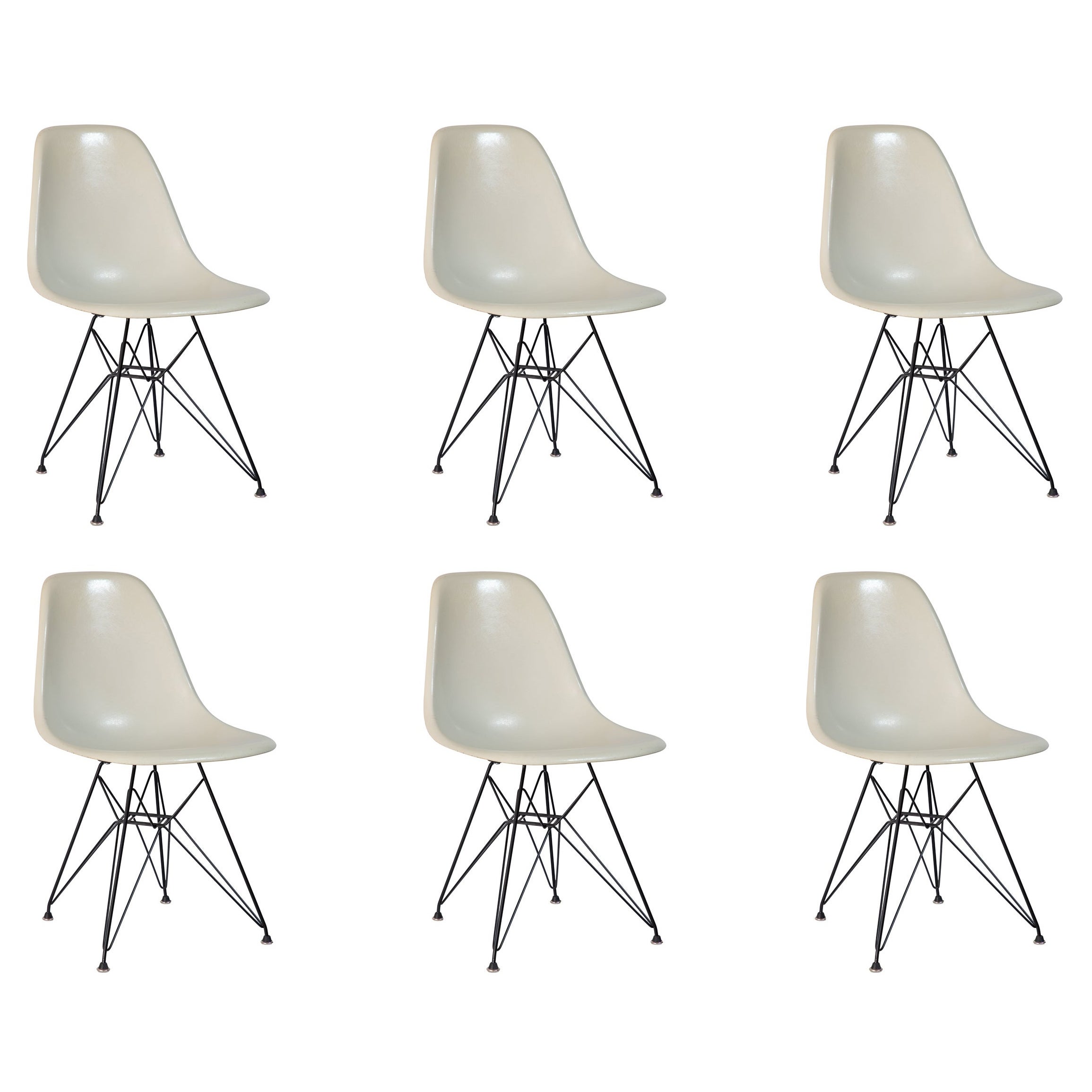 Parchment Eames for Herman Miller Vintage 1960s Fiberglass Shell Chairs