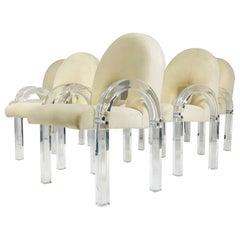 Seis sillones con marcos de lucita de Charles Hollis Jones, firmados y numerados