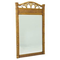 Pencil Reed and Rattan Wall Mirror in the style of Gabriella Crespi