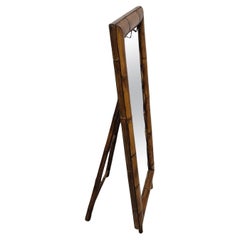 Wabi sabi standing mirror made from bamboo, France 1960s