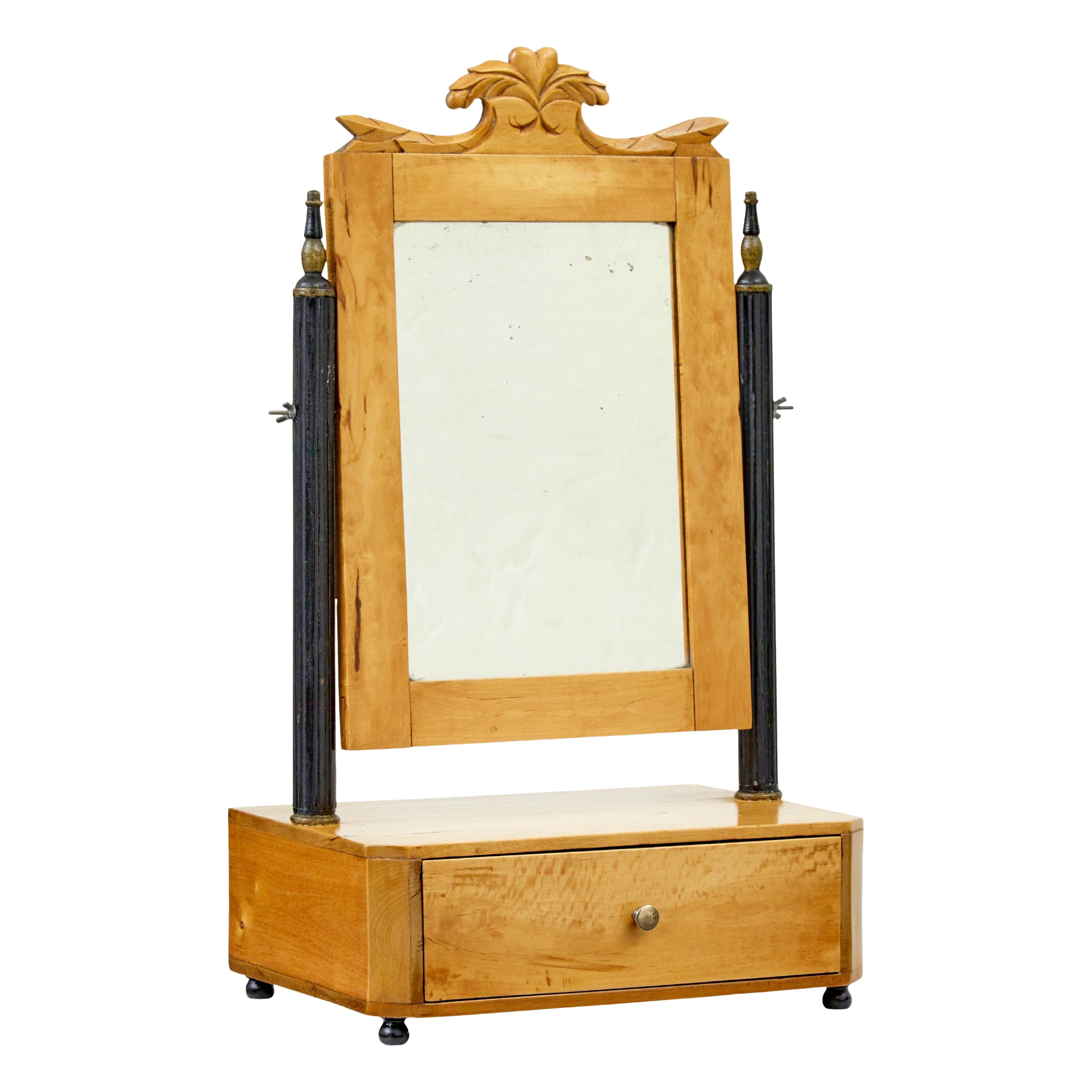 19th century Swedish birch vanity mirror