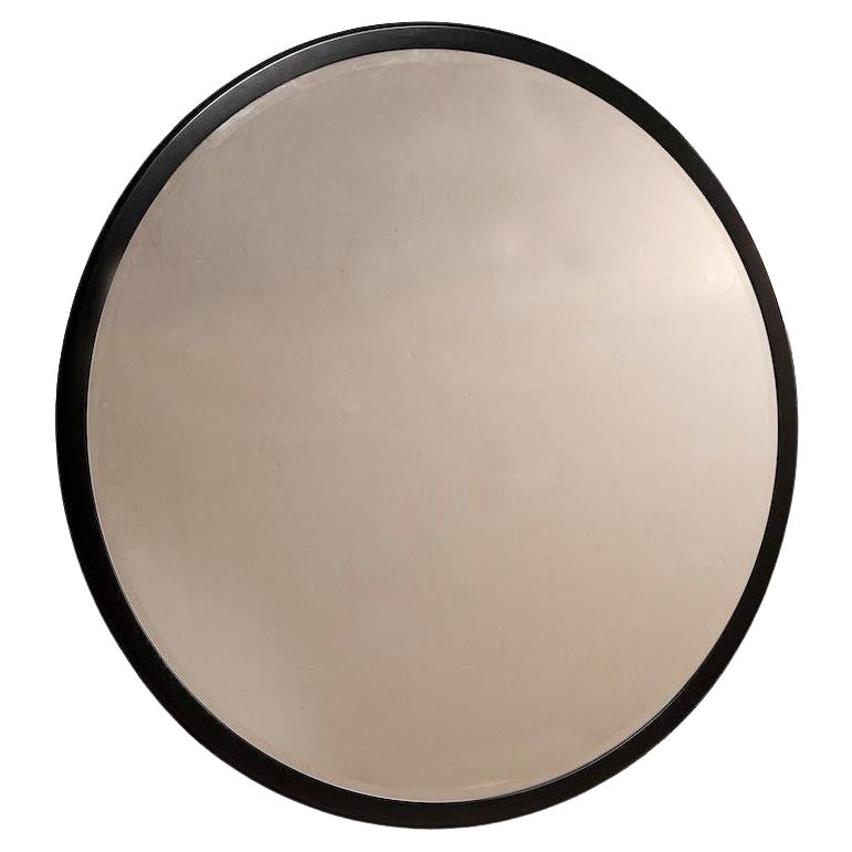 Miroir rond des années 1970 avec cadre en bois Diamètre 150 cm
