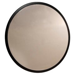1970s Round Mirror with Wooden Frame Diam 150cm