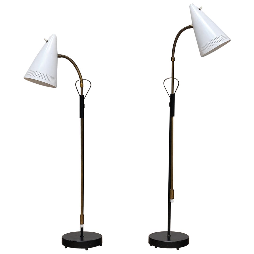 Coppia di lampade da terra regolabili Falkenbergs Belysning, modello 7070, Svezia, anni '60