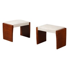 Pareja de taburetes italianos de madera de brezo de los años 50