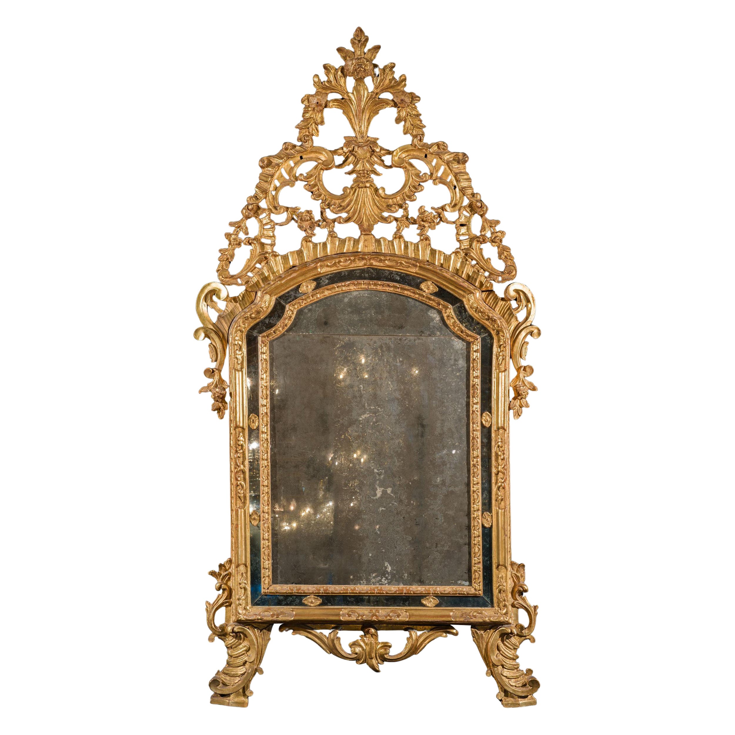 Feiner italienischer Piemonteser Pierspiegel aus Giltwood aus dem 18.