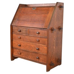 L. & J. G. Stickley Antique Mission Oak Arts & Crafts Drop Front Secretary Desk