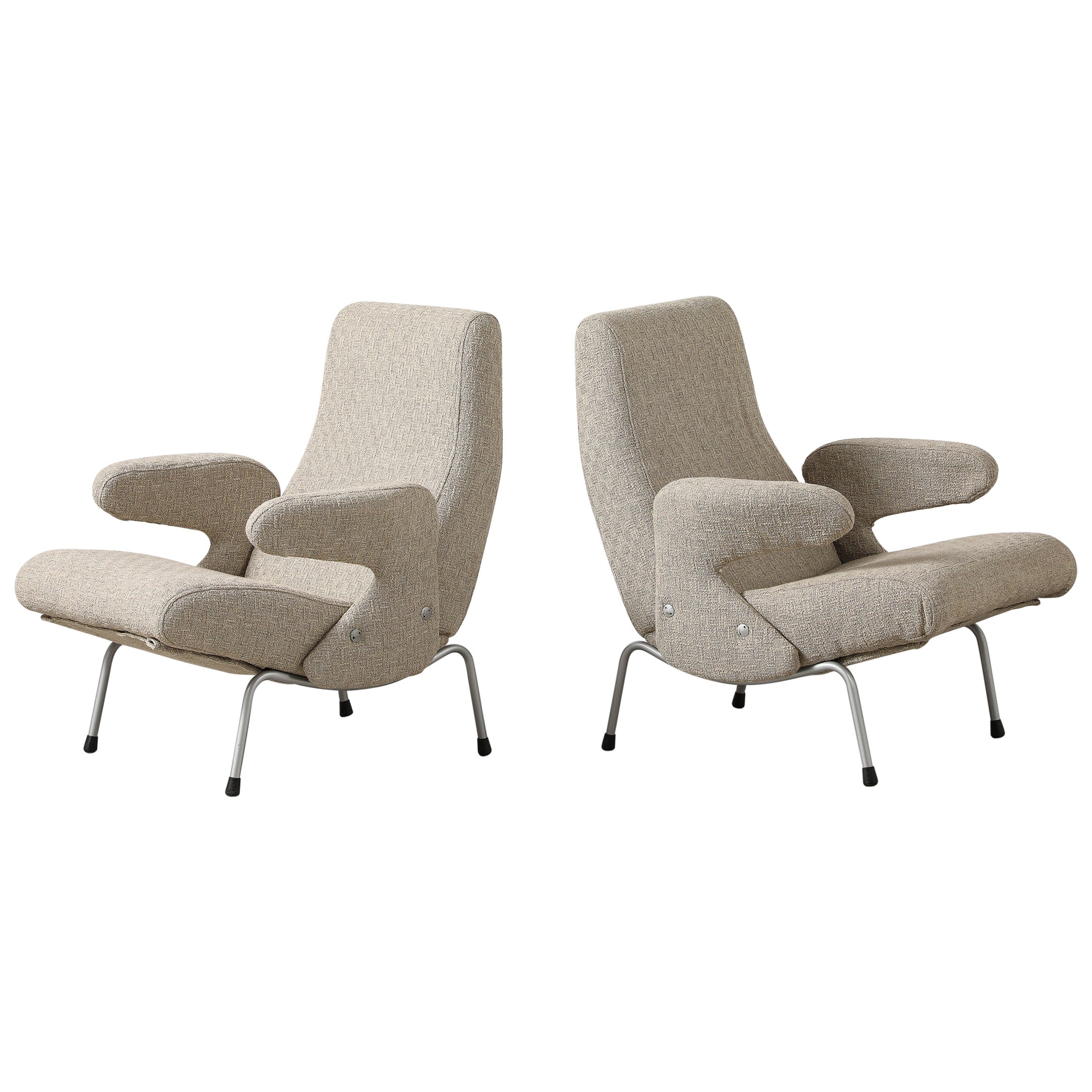 Erberto Carboni 'Delfino' Pair of Lounge Chairs for Arflex, 1954